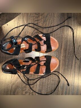 Steve Madden Black Lace-Up Gladiator Sandals